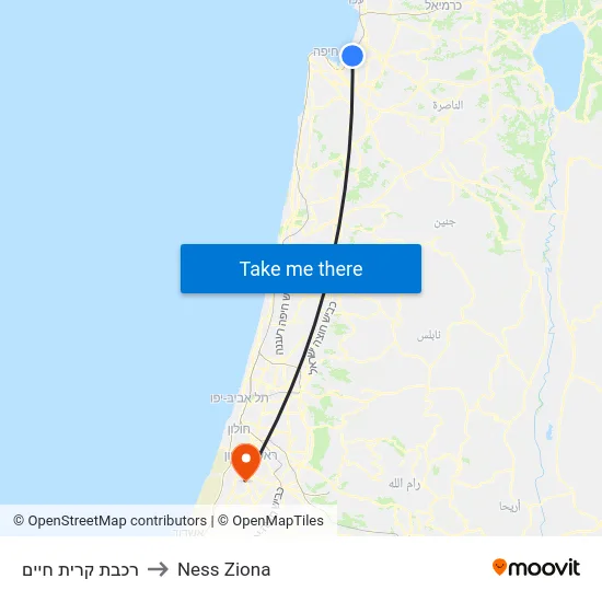 רכבת קרית חיים to Ness Ziona map