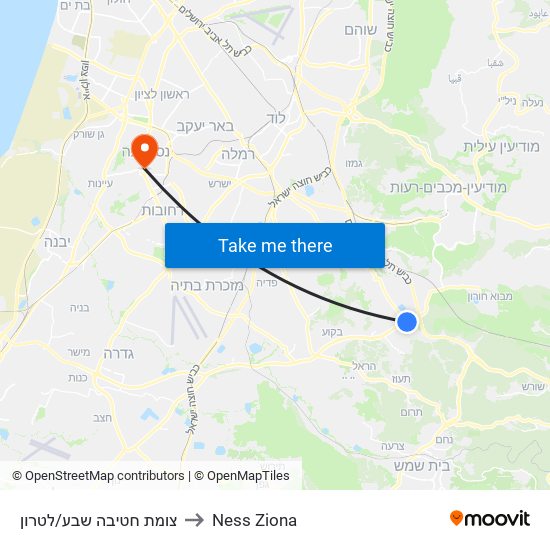 צומת חטיבה שבע/לטרון to Ness Ziona map