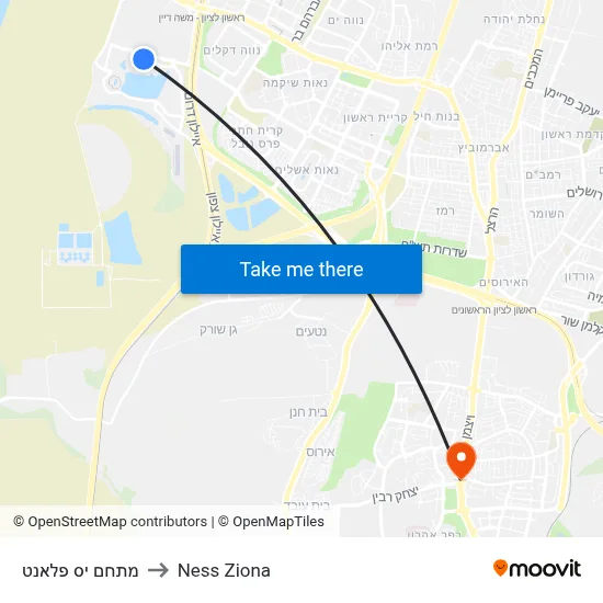 מתחם יס פלאנט to Ness Ziona map