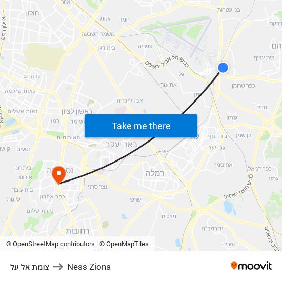 צומת אל על to Ness Ziona map