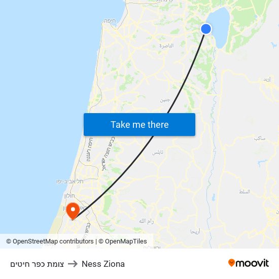 צומת כפר חיטים to Ness Ziona map
