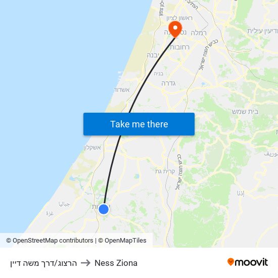 הרצוג/דרך משה דיין to Ness Ziona map