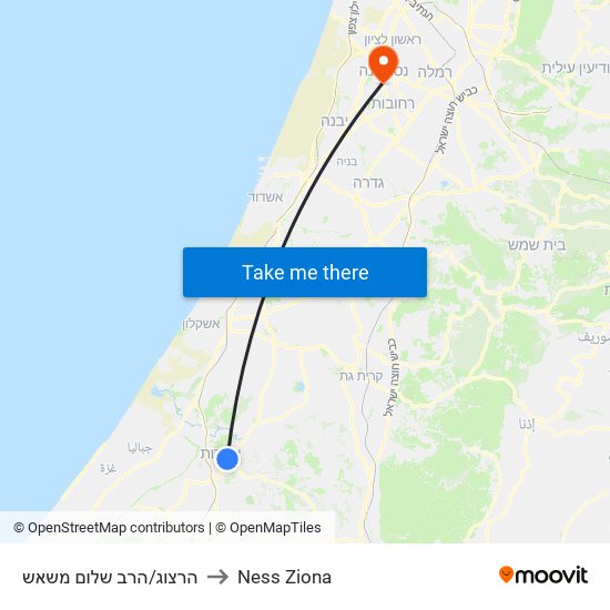 הרצוג/הרב שלום משאש to Ness Ziona map