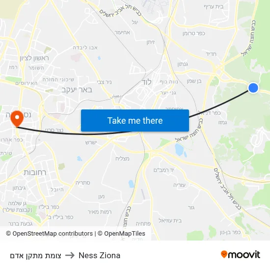 צומת מתקן אדם to Ness Ziona map