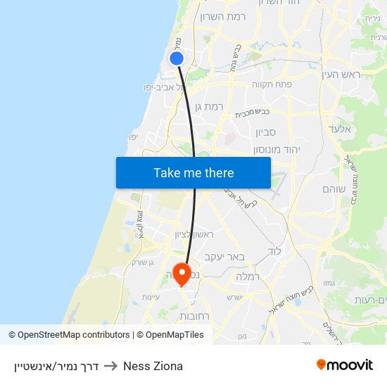 דרך נמיר/אינשטיין to Ness Ziona map