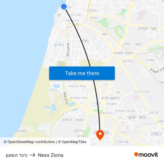 כיכר השעון to Ness Ziona map