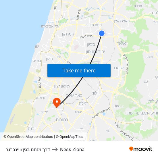 דרך מנחם בגין/ויינברגר to Ness Ziona map