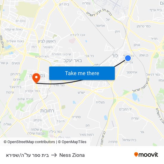 בית ספר על''ה/שפירא to Ness Ziona map