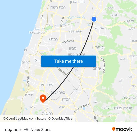 צומת קסם to Ness Ziona map