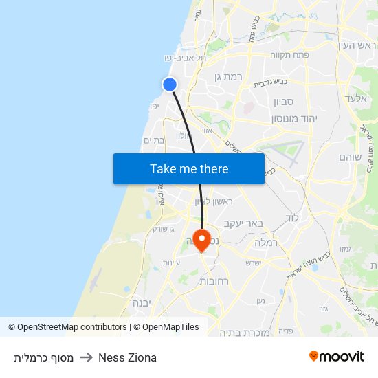 מסוף כרמלית to Ness Ziona map