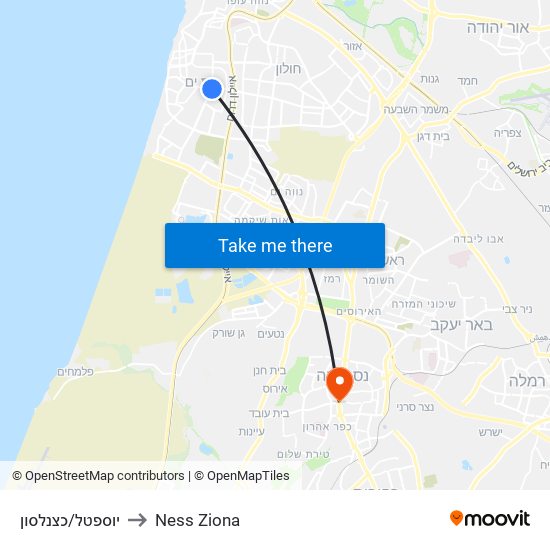 יוספטל/כצנלסון to Ness Ziona map