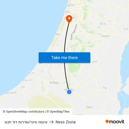 סינמה סיטי/שדרות דוד חכם to Ness Ziona map