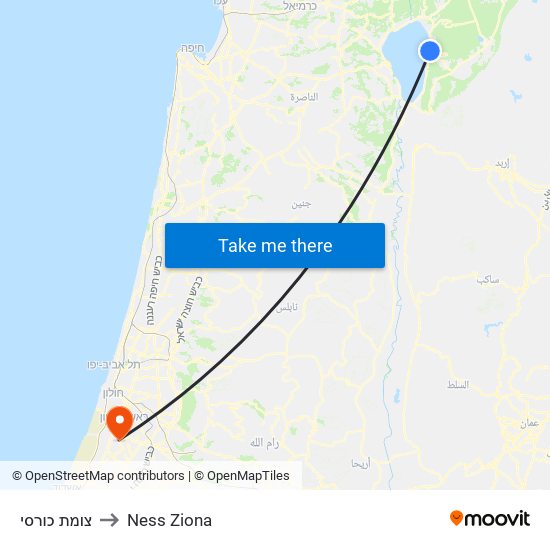 צומת כורסי to Ness Ziona map