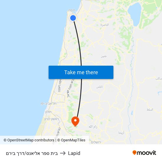 בית ספר אליאנס/דרך בירם to Lapid map