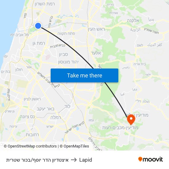 איצטדיון הדר יוסף/בכור שטרית to Lapid map