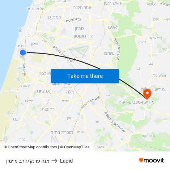 אנה פרנק/הרב מיימון to Lapid map
