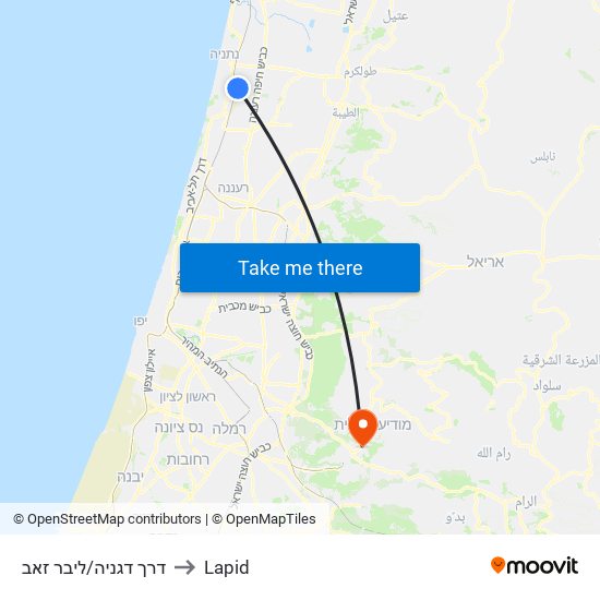 דרך דגניה/ליבר זאב to Lapid map