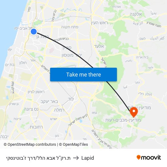 ת.רק''ל אבא הלל/דרך ז'בוטינסקי to Lapid map