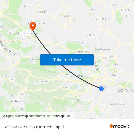 תחנת רכבת קלה העירייה to Lapid map