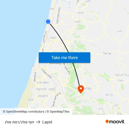 חוף פולג/רמת פולג to Lapid map