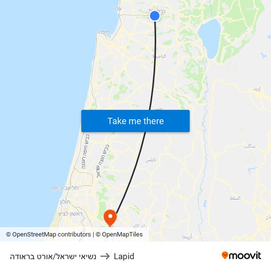 נשיאי ישראל/אורט בראודה to Lapid map