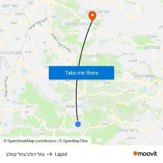 נחל דולב/נחל קטלב to Lapid map