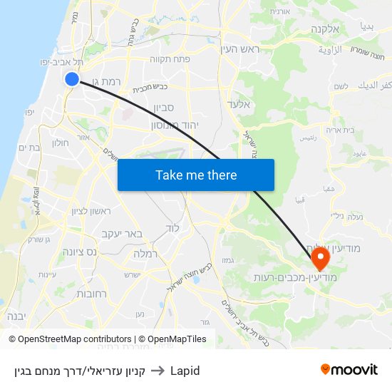 קניון עזריאלי/דרך מנחם בגין to Lapid map