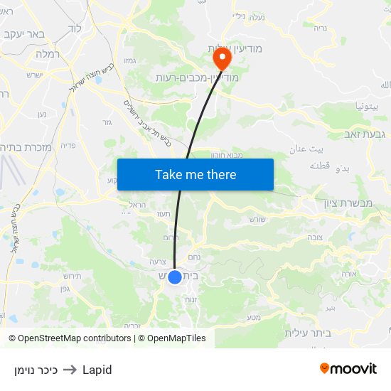 כיכר נוימן to Lapid map