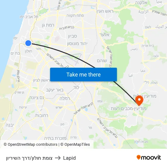 צומת חולון/דרך השיריון to Lapid map