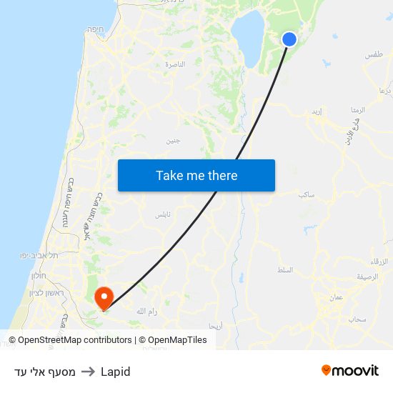 מסעף אלי עד to Lapid map