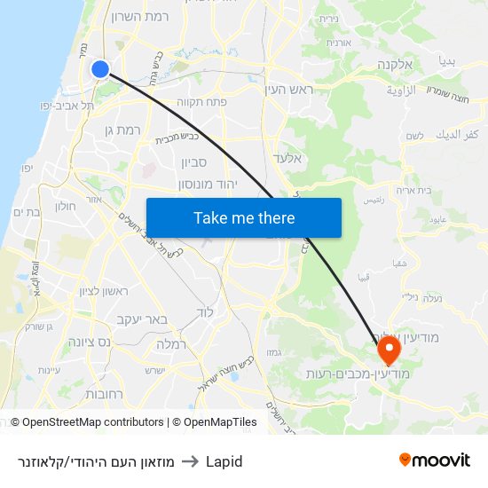 מוזאון העם היהודי/קלאוזנר to Lapid map