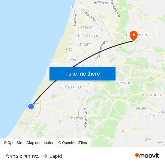 בית חולים ברזילי to Lapid map