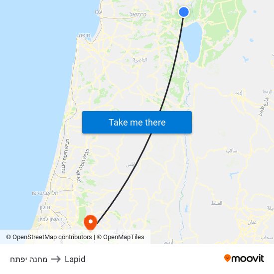 מחנה יפתח to Lapid map