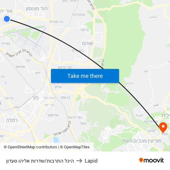 היכל התרבות/שדרות אליהו סעדון to Lapid map