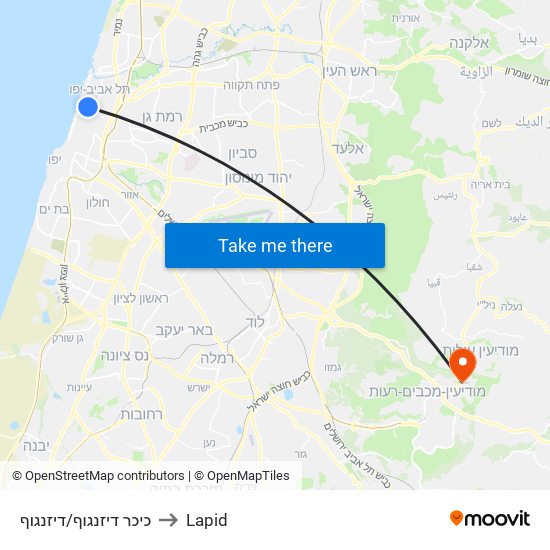 כיכר דיזנגוף/דיזנגוף to Lapid map