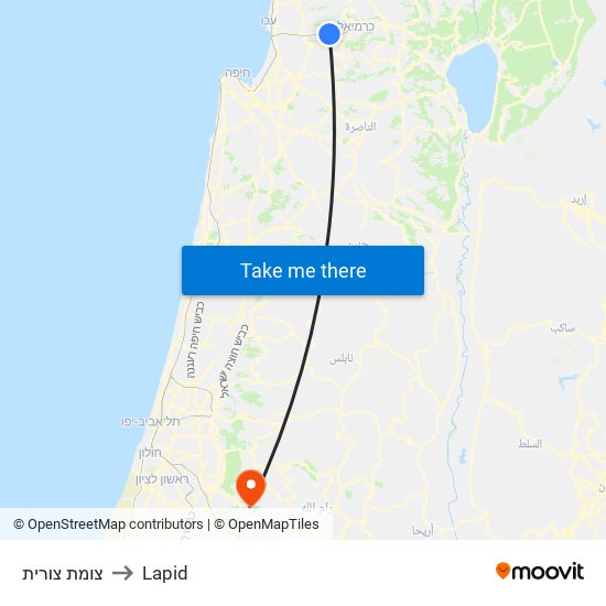 צומת צורית to Lapid map