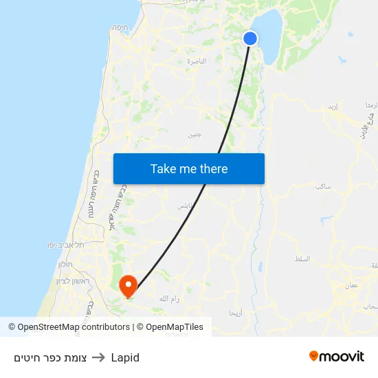 צומת כפר חיטים to Lapid map