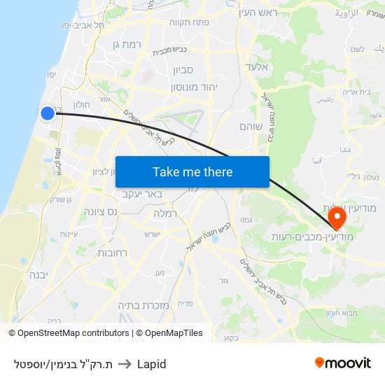 ת.רק''ל בנימין/יוספטל to Lapid map