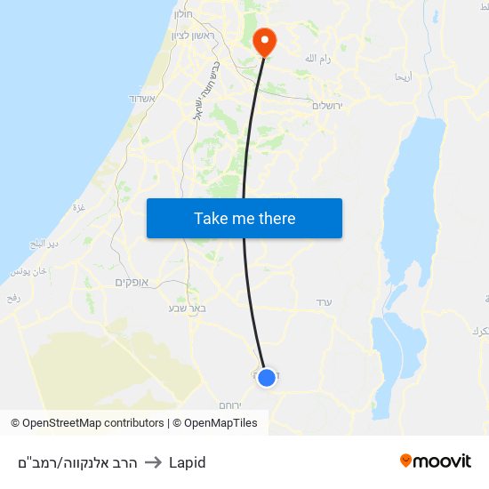 הרב אלנקווה/רמב''ם to Lapid map