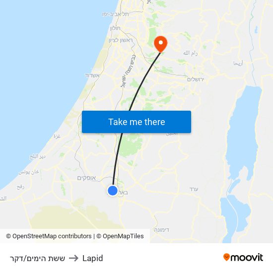 ששת הימים/דקר to Lapid map