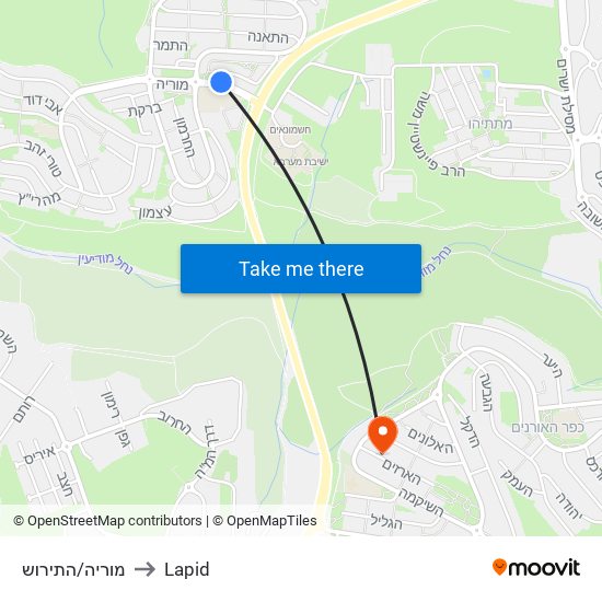 מוריה/התירוש to Lapid map