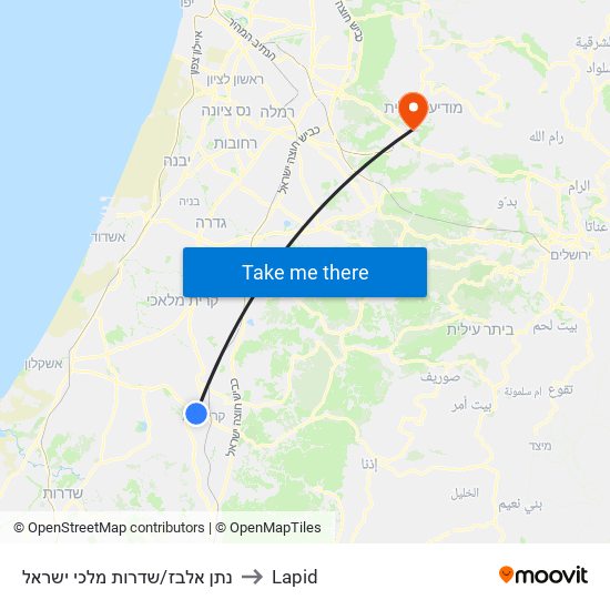 נתן אלבז/שדרות מלכי ישראל to Lapid map