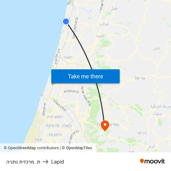 ת. מרכזית נתניה to Lapid map