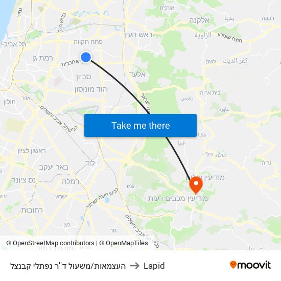 העצמאות/משעול ד''ר נפתלי קבנצל to Lapid map