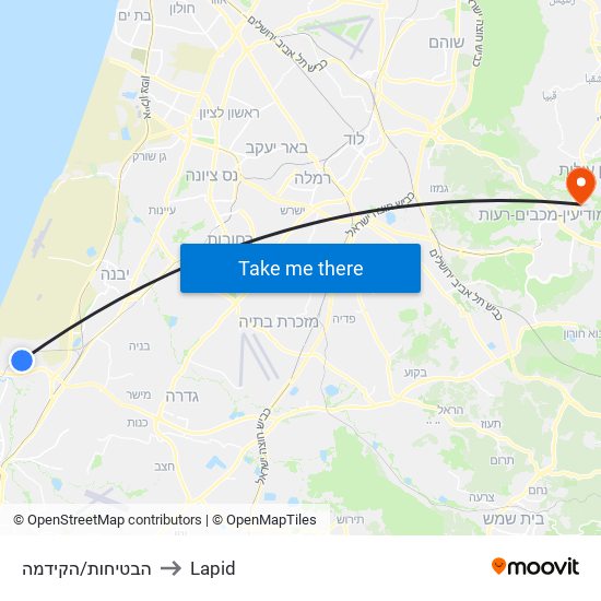 הבטיחות/הקידמה to Lapid map