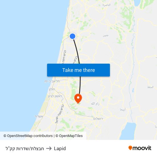 חבצלת/שדרות קק''ל to Lapid map