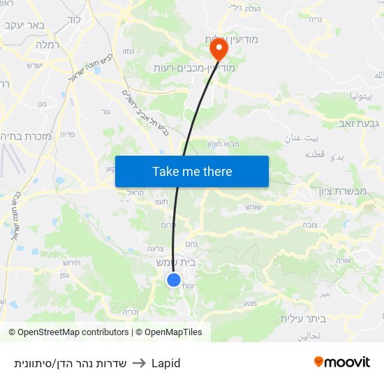 שדרות נהר הדן/סיתוונית to Lapid map