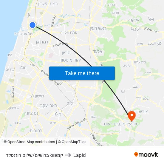 קמפוס ברושים/שלום רוזנפלד to Lapid map