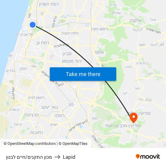 מכון התקנים/חיים לבנון to Lapid map