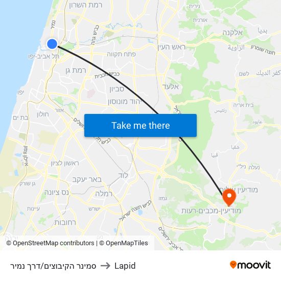 סמינר הקיבוצים/דרך נמיר to Lapid map